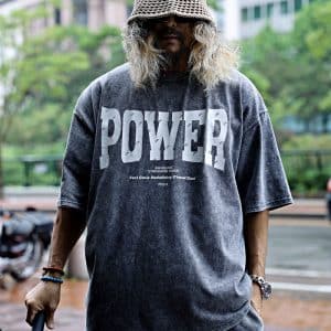 טישרט power כותנת פיגמנט גזרת אוברסייז 126